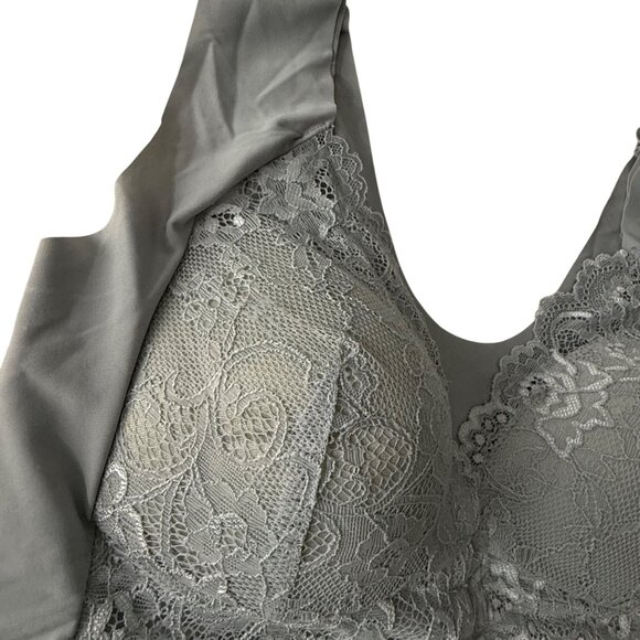 Lace Wireless Bra Gray Size L With Adjustable Back Closure - Picture 6 of 8